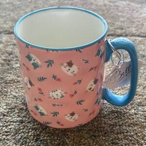 Abella Cat Print Pink and Blue Mug